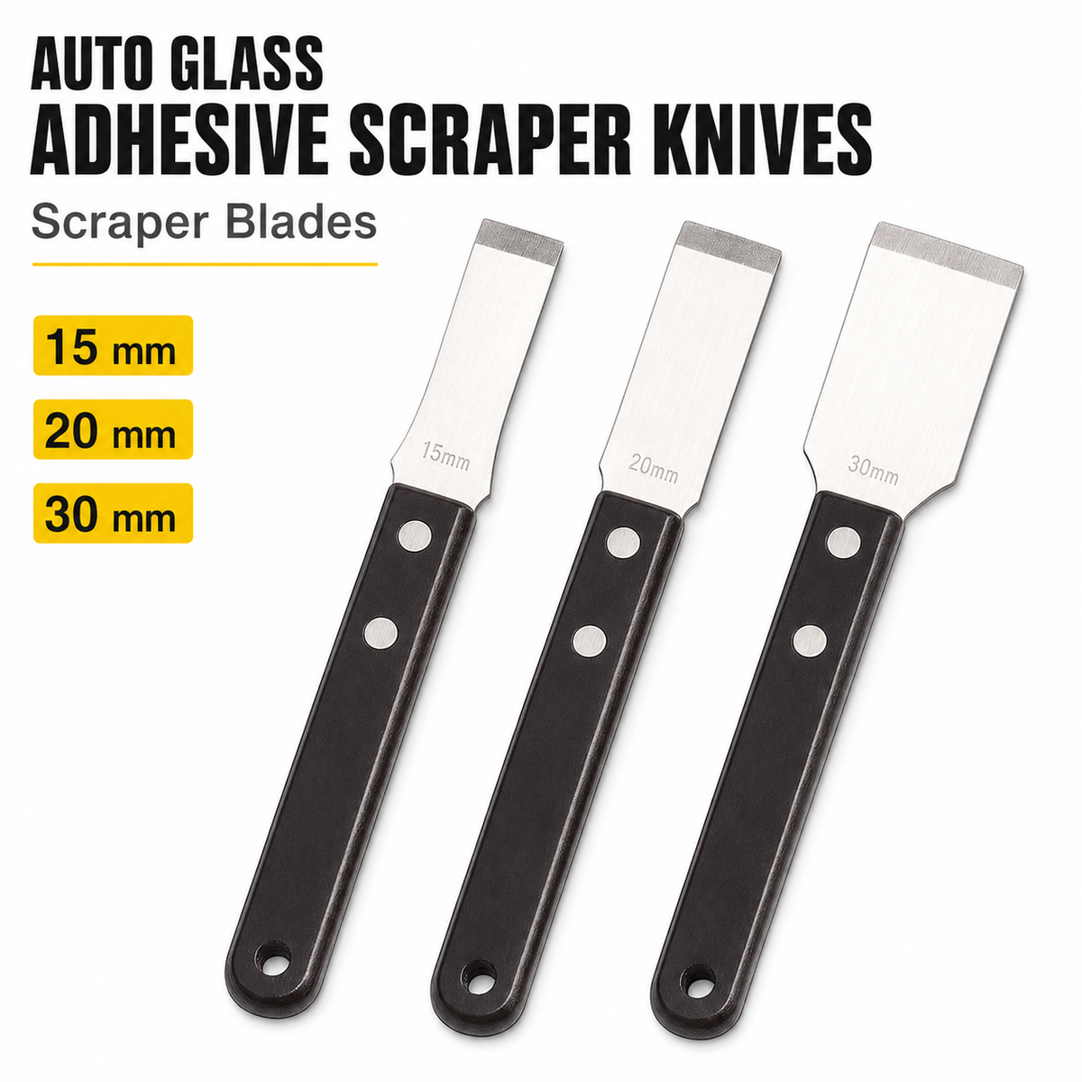 3-Piece Urethane Scraper Set – 15 mm, 20 mm & 30 mm