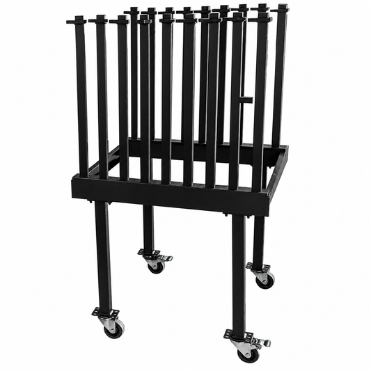 9-Slot Mobile Windshield Storage Rack with High-Profile Casters