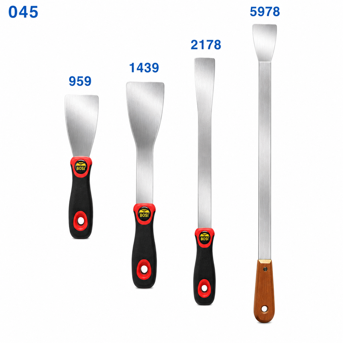 4-Piece Long-Reach Auto Glass Scraper Set – 21 to 78 cm